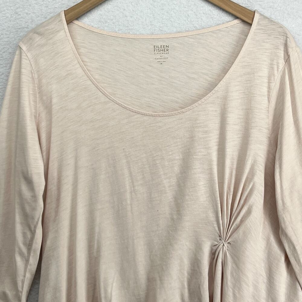 EILEEN FISHER GARNET HILL Top M Slub Organic Cotton Knot Sleepwear Pajama Pink - Picture 3 of 11